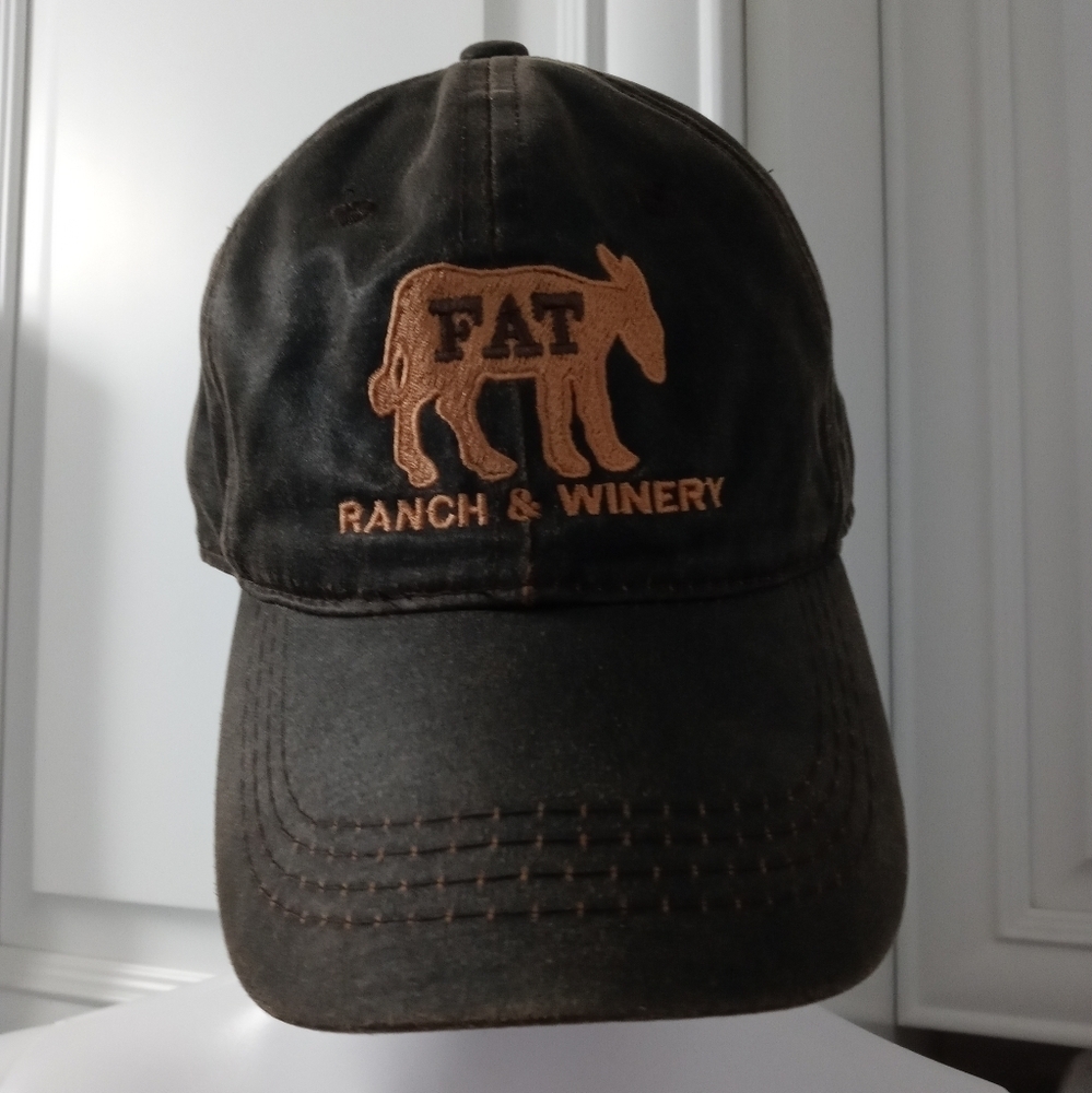 Outdoor Caps Embroidered Fat Ranch & Winery Adjustable Cap Satin Feel Os
